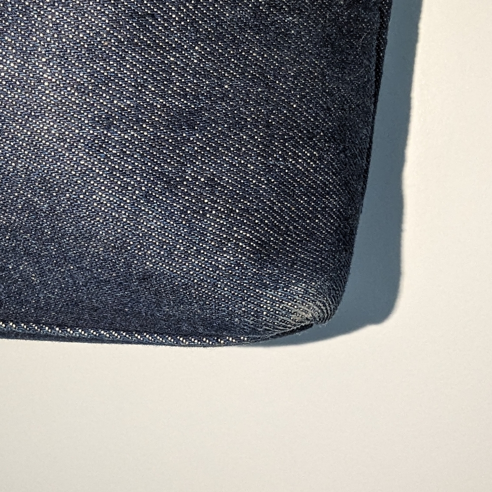 Essential Everyday Distressed Indigo Denim Light Tan Leather Tote Bag - Picture 4 of 6